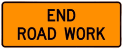 end road work sign